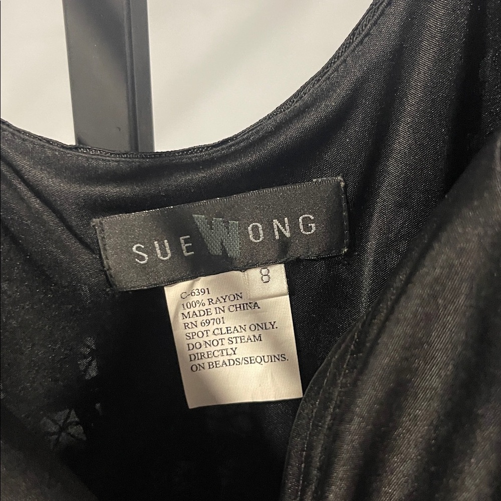 Sue Wong Beaded‎ Sequin Black Cocktail Dress Size 8 V Neck Vintage Fairycore - Picture 5 of 8